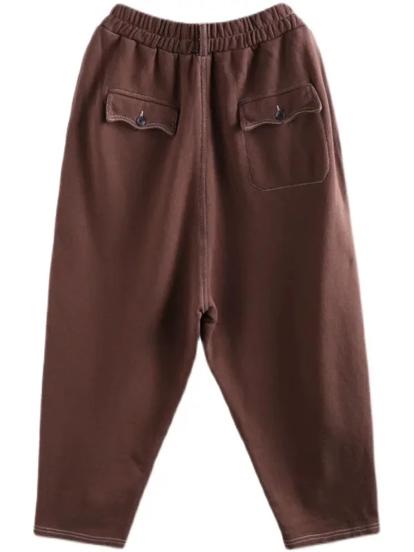 Pantalon Harlan de sport ample doublé de Fce neutre, pantalon de survêtement décontracté, taille haute, élastique, couleur Pure, pieds