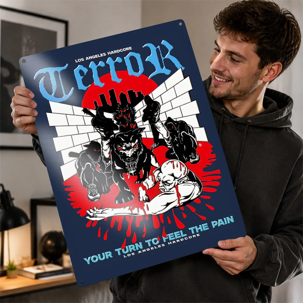 Terror Los Angeles Dogs Printed Poster Graphic Wall Art For Listening Room Personalized Aluminum Metal Sign Concertgoer Gift
