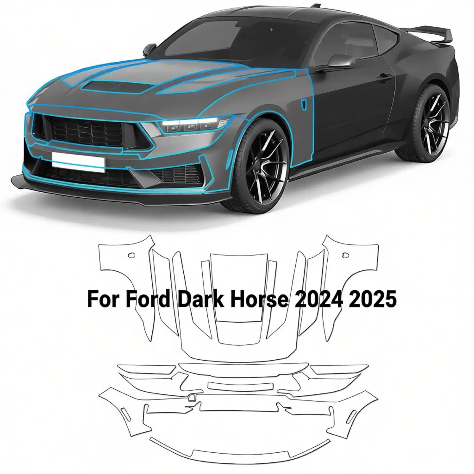 

For Ford Dark Horse 2024 2025 TPU Bumper Pre-cut PPF Matte Clear Paint Protective Film Custom Anti Scratch Self Healing Shield