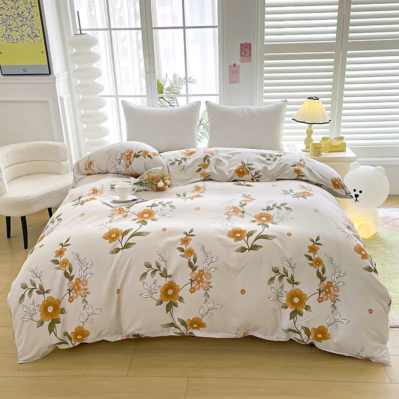 Modern Floral Duvet Cover Stylish Botanical Print, Soft & Durable , Easy Wash Single Twin Double Queen King Size All-Season Use