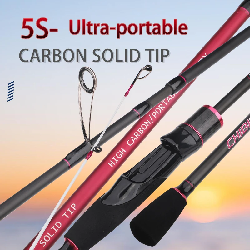 5-section 7 feet carbon spinning travel fishing rod ML power sensitive solid tip M portable inverted connection bass trout rod