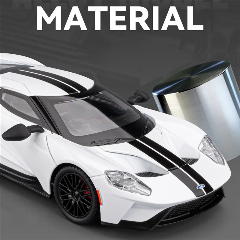 1:24 Ford GT Alloy Sports Car Model Diecasts Metal Racing Vehicles Car Model Simulation Sound and Light Collection Kids Toy Gift