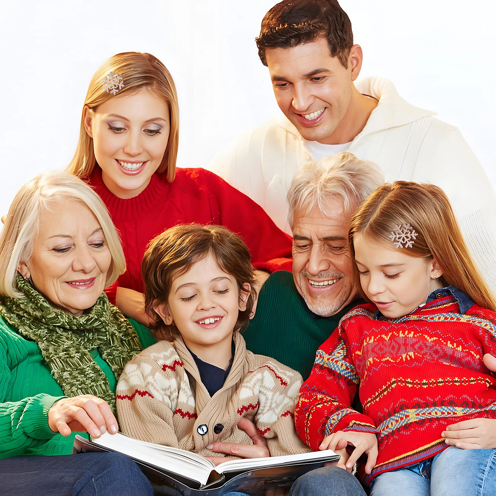 

Набор из 8 заколок для волос с дизайном снежинок, блестящие, из сплава, легко использовать, не повреждают волосы, для повседневного использования, маскарада, косплея, подарок на Рождество