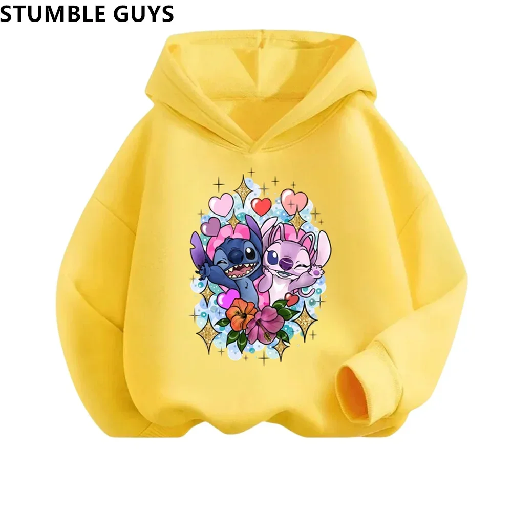 New Stitch Hoodie Set Girls Sweatshirt Autumn And Winter Long Sleeve Harajuku Pullovers Disney Series Stich Casual Hooded Tops