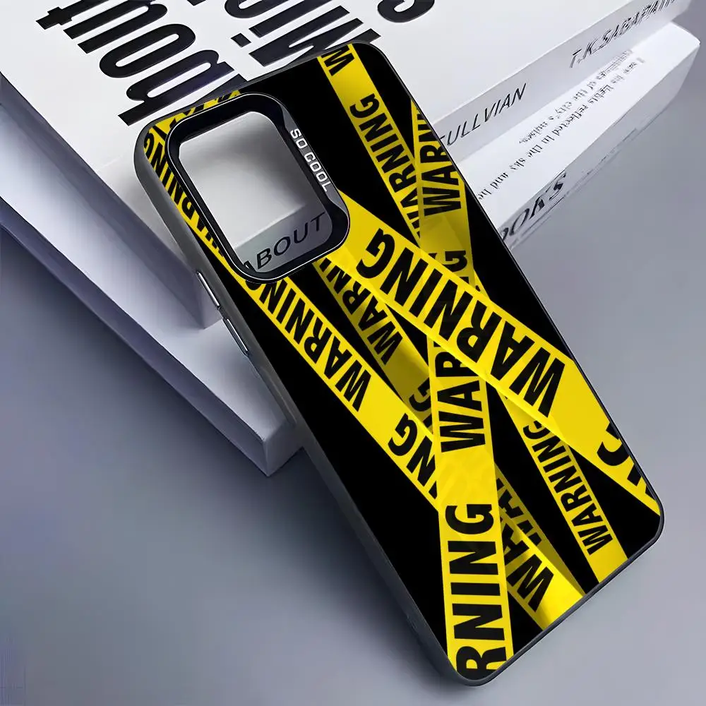 Caution Painting Phone Case for Samsung Galaxy S26 S25 S24 S23 S22 S21 S20 Note20 Plus Ultra Colorful Silver Cover