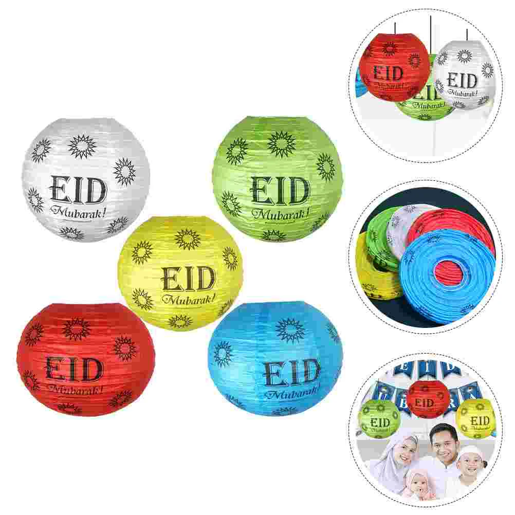 5 pçs ramadan lanterna festival atmosfera lanternas pendurado pingente decorativo prop eid mubarak papel