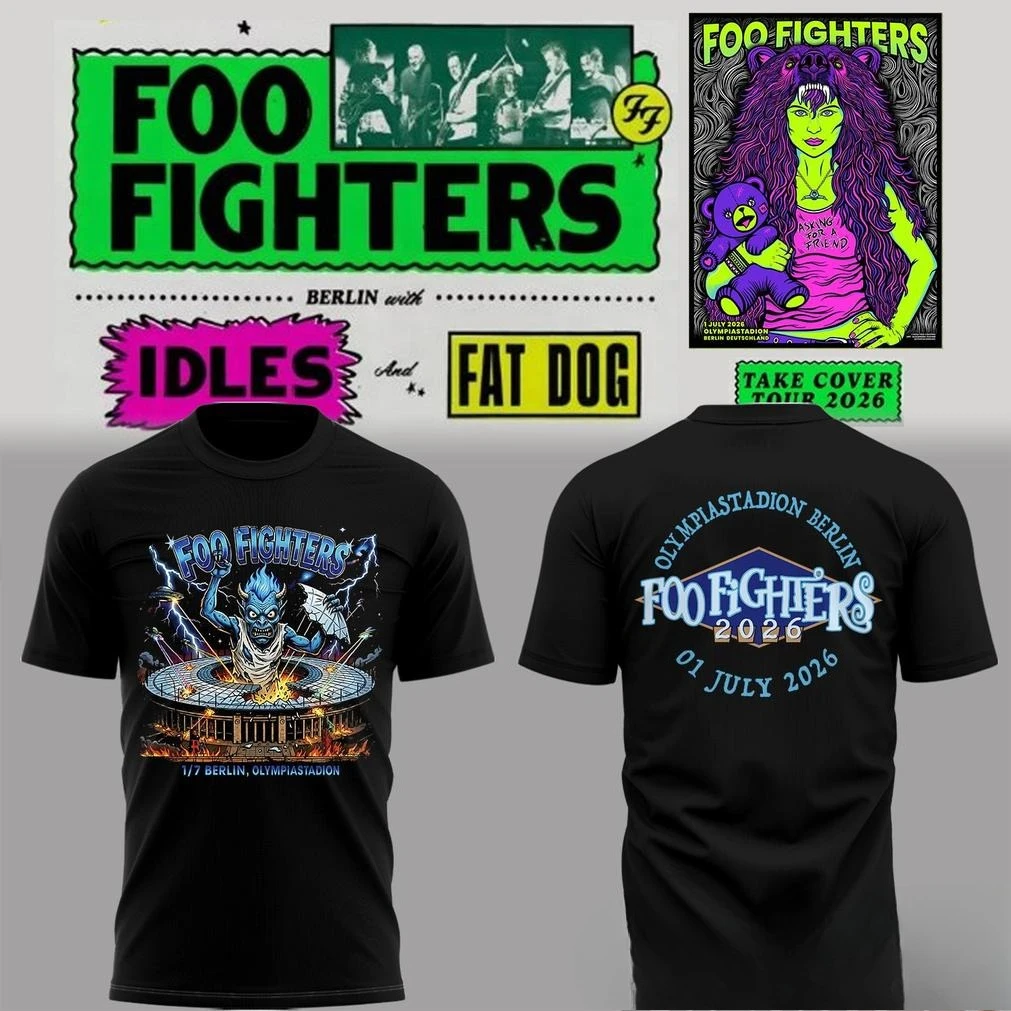 Foo Fighters Take Cover Tour 2026-2027 Detroit Ford Field Graphic T Shirt Unisex Short Sleeve Rock Fan Concert Streetwear