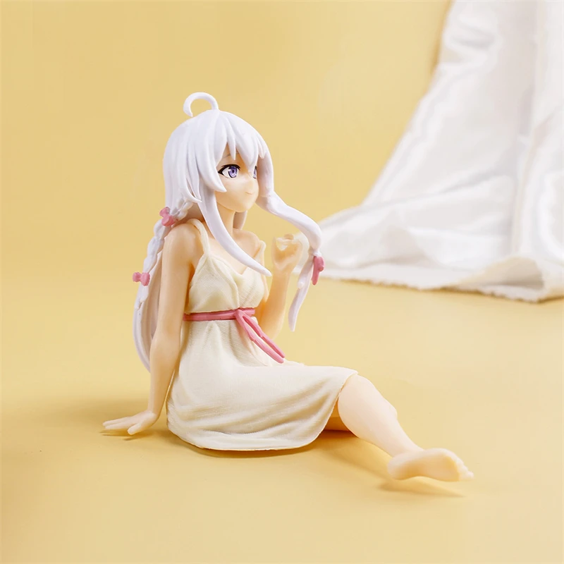 9cm Anime Wandering Witch: The Journey of Elaina Figure Elaina Pajama Sitting Posture Action Figure PVC Model Toys Collection