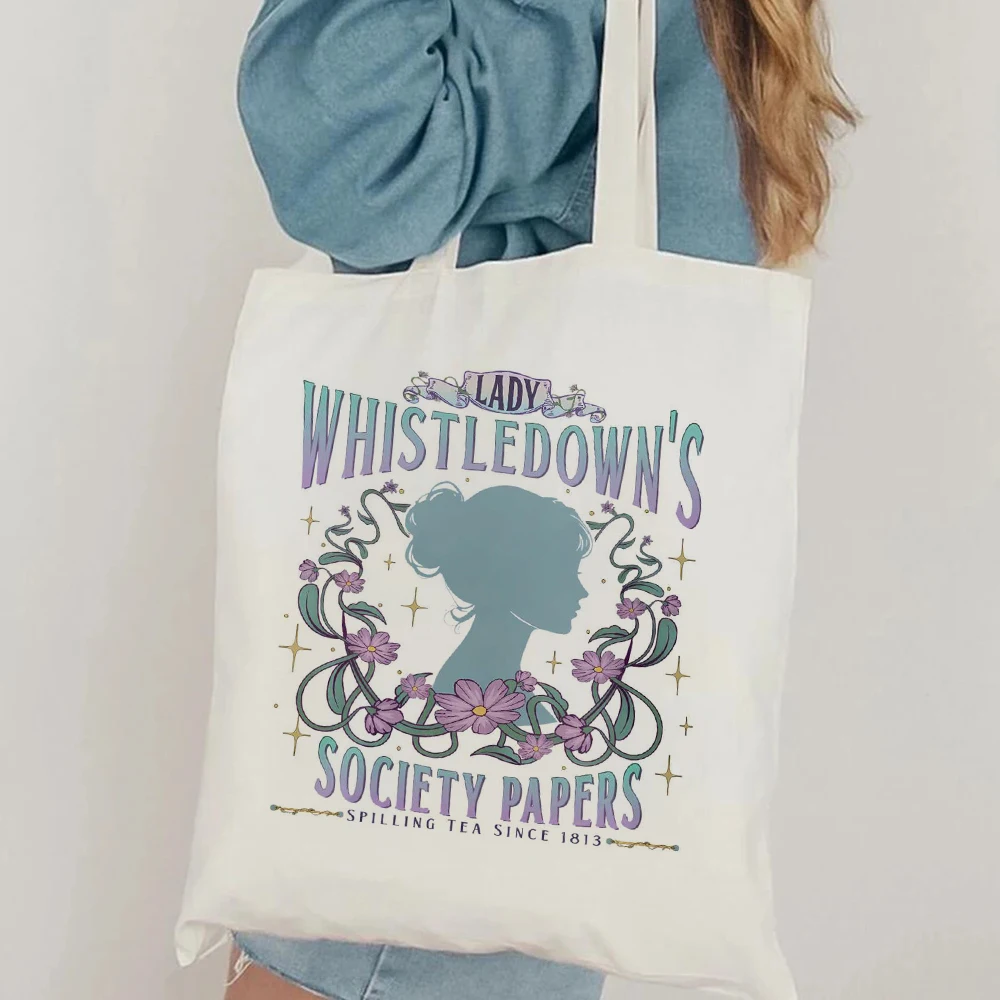 

Lady Whistledown Society Papers 1813 Tote Bag Canvas Cosmetic Bag Shoulder Bag and Makeup Bag Simple Design Ideal for Daily Use