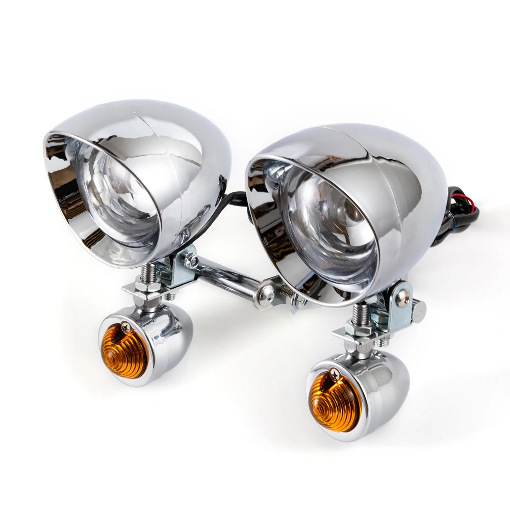 Motorcycle Retro Chrome Round Driving Passing Fog Spot Light For Harley Touring Road King Choppers Cruiser Custom