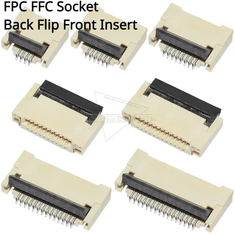 10pcs FPC FFC Connector Socket 0.5mm Pitch Back Flip Front Insert Horizontal Socket 4-60 Pin for Electronics Market