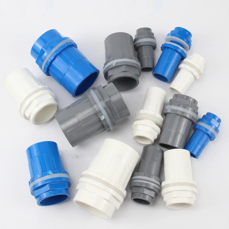 Extended PVC Aquarium Pipe Connector, Male Female Thread Fitting for Water Tank and Overflow Plumbing, 20 25 32 40 50mm