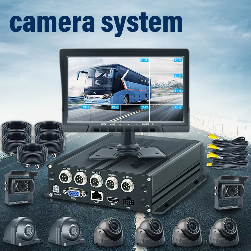 8Channel SD MDVR Local Storage Dual Card MDVR Solution 10 Inch VGA 1080p Waterproof Heavy-duty Car Black Box