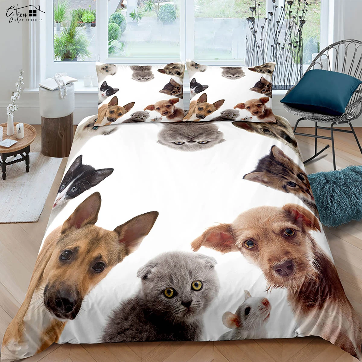 Cute And Criminal Dog Cat Print Quilt Cover Soft And Comfortable Duvet Cover Pillowcase Bedding Set Kids Gift 3 Pieces