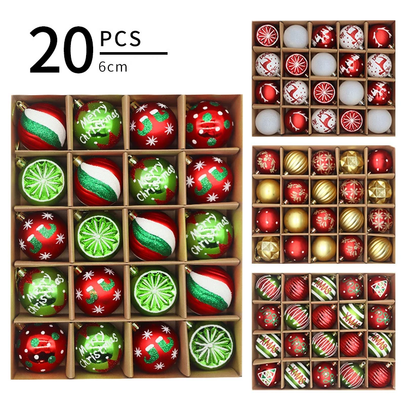 Luxury  Wholesale Xmas Bauble Set Decorative  Decor Shatterproof Printed Christmas Balls