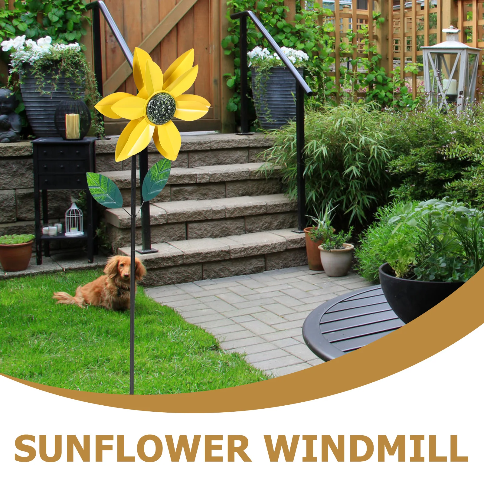 

Metal Sunflower Windmill Garden Yard Decorative Windmill Rotating Outdoor Metal Pinwheel for Lawn Garden Windmills for The Yard
