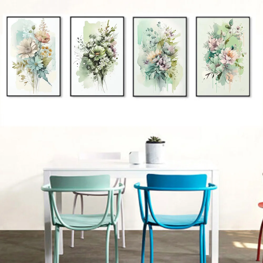 Floral Watercolor Painter Living Room Bedroom Decor Kitchen Study Art Poster Canvas Prints Street Graffiti Wall Colorful Mural