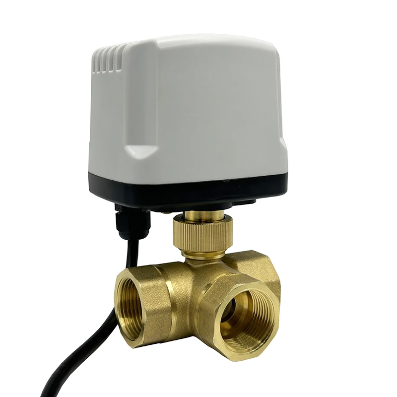 Valvola a sfera motorizzata impermeabile IP65 a 3 vie in ottone da 3/4 "2 V 12 V 24 V Valvola a sfera elettrica in ottone tipo T/L a 3 fili 2 controlli