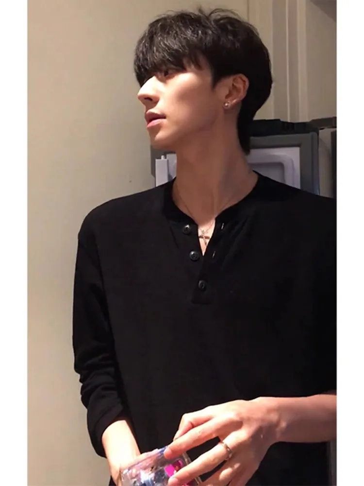 

Мужская футболка Cleanfit American Style с длинным рукавом, воротником Хенли и вафельным узором, модная базовая модель для весеннего сезона