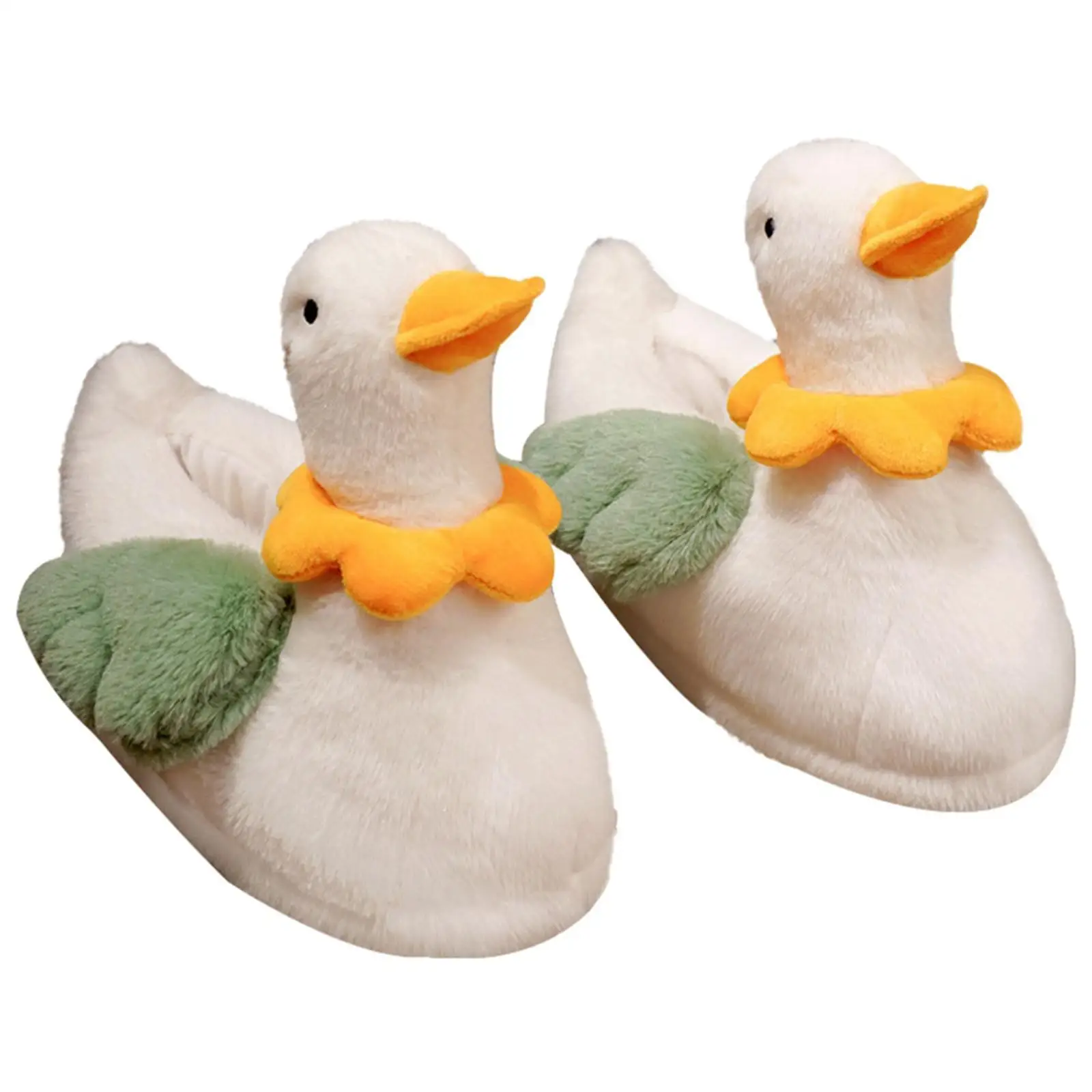 Women Duck Shape Plush Slippers Floor  Soft Comfy Flat Bottom Indoor Fuzzy Animal Slippers for Women Men Couple Girl