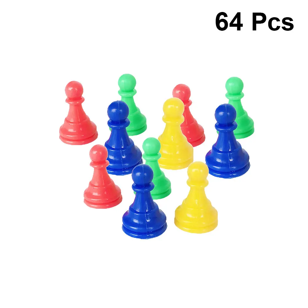 64pcs Pieces Multicolor Board Game Accessories Kids Toy Learn Chess Replacement Chess Pieces Entertainment
