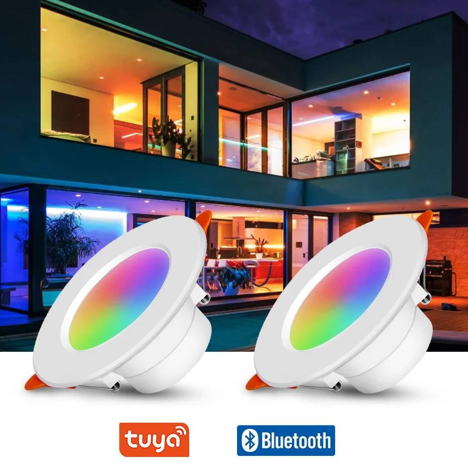 AC110V 220V Smart Bluetooth RGB Downlight 10W Einbau LED Decke Lampe Warm Weiß RGB Dimmbare Tuya APP Remote control