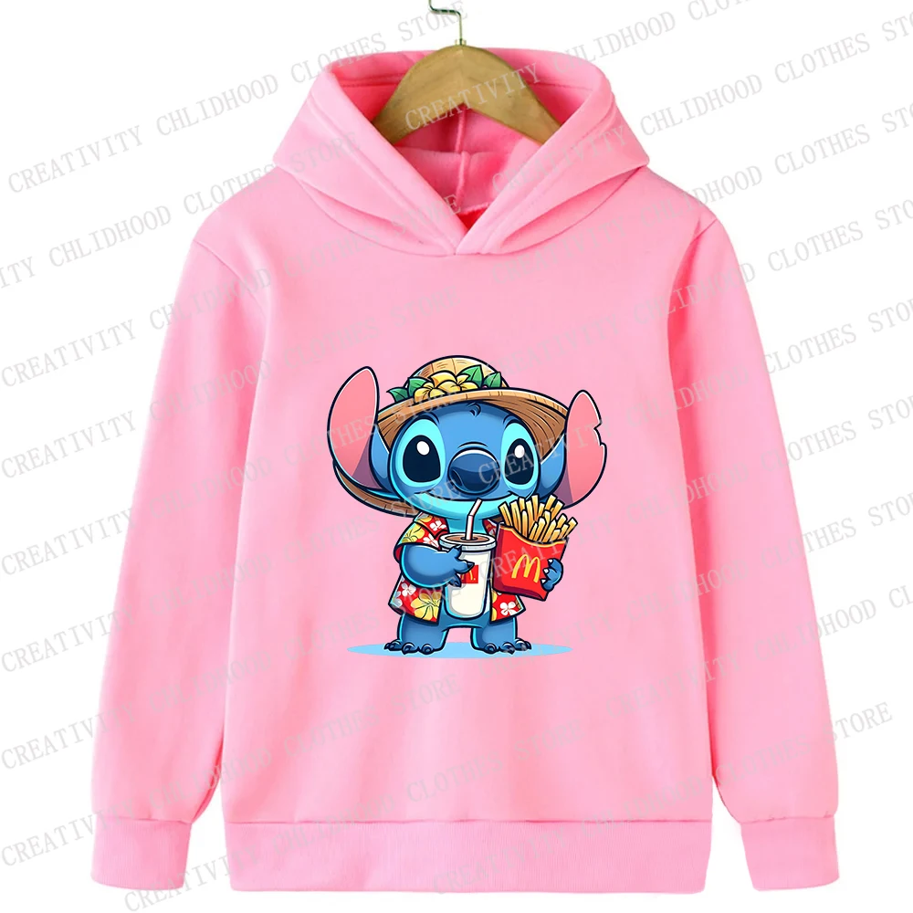 Stitch Children Girl Boy Hoodies Disney Little Monster Kids Pullover Anime Cartoons Casual Clothes Kid Kawaii Tops Sweatshirts