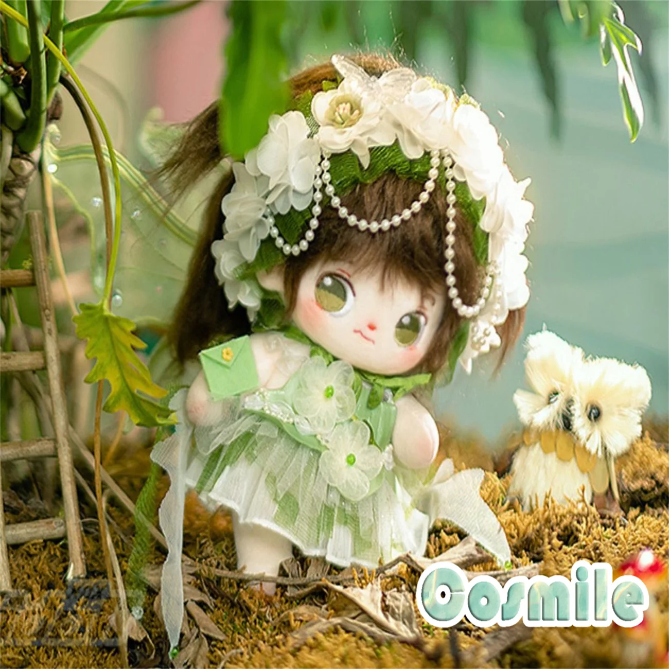 No attachments Green Elves Elf Fairy Wing Forest Messenger Costume farcito 20cm peluche bambola vestiti delle bambole bambole accessori MN