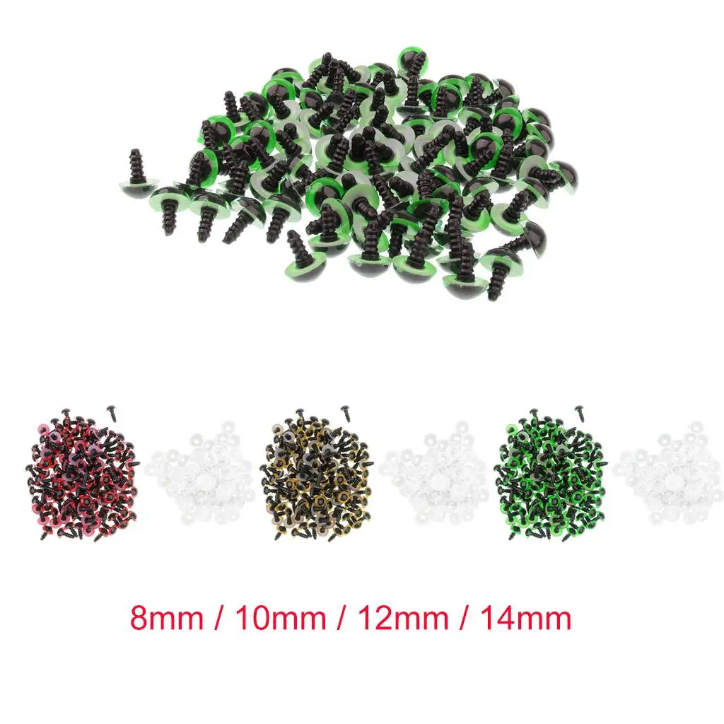 

100 шт., безопасные глаза 8-14 мм с пластиковыми застежками для кукол, мягкие игрушки, поделки