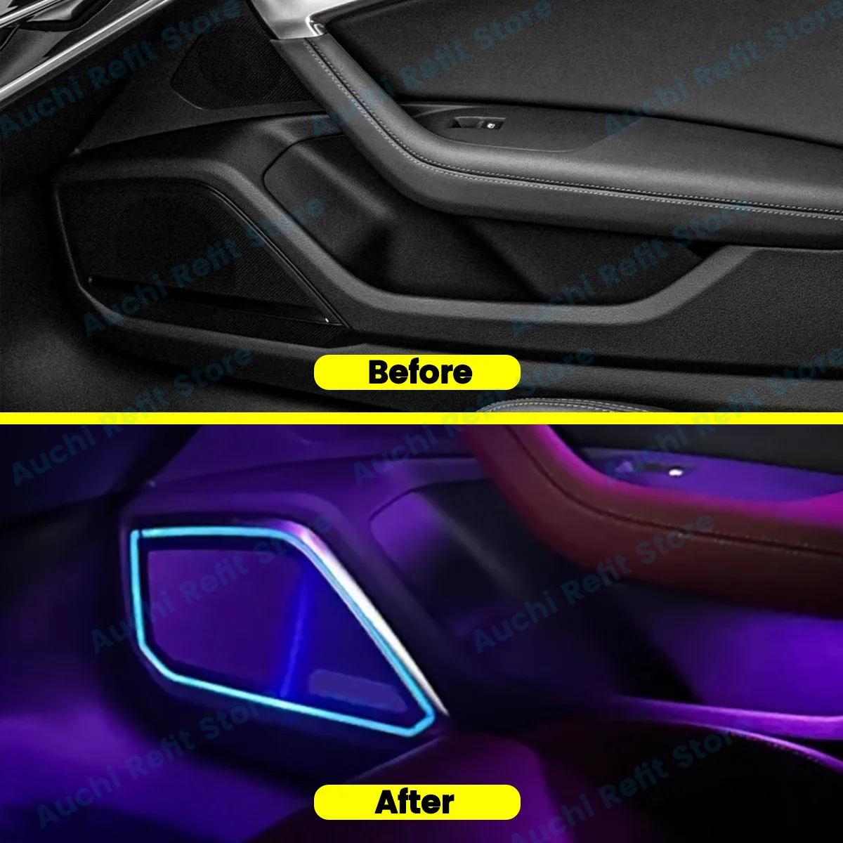 32 Colours Car LED Speaker Cover For Audi A6 A7 C8 RS6 RS7 Auto Door RGB Horn Cover Decorative Lamp Ambient Light Modified Parts