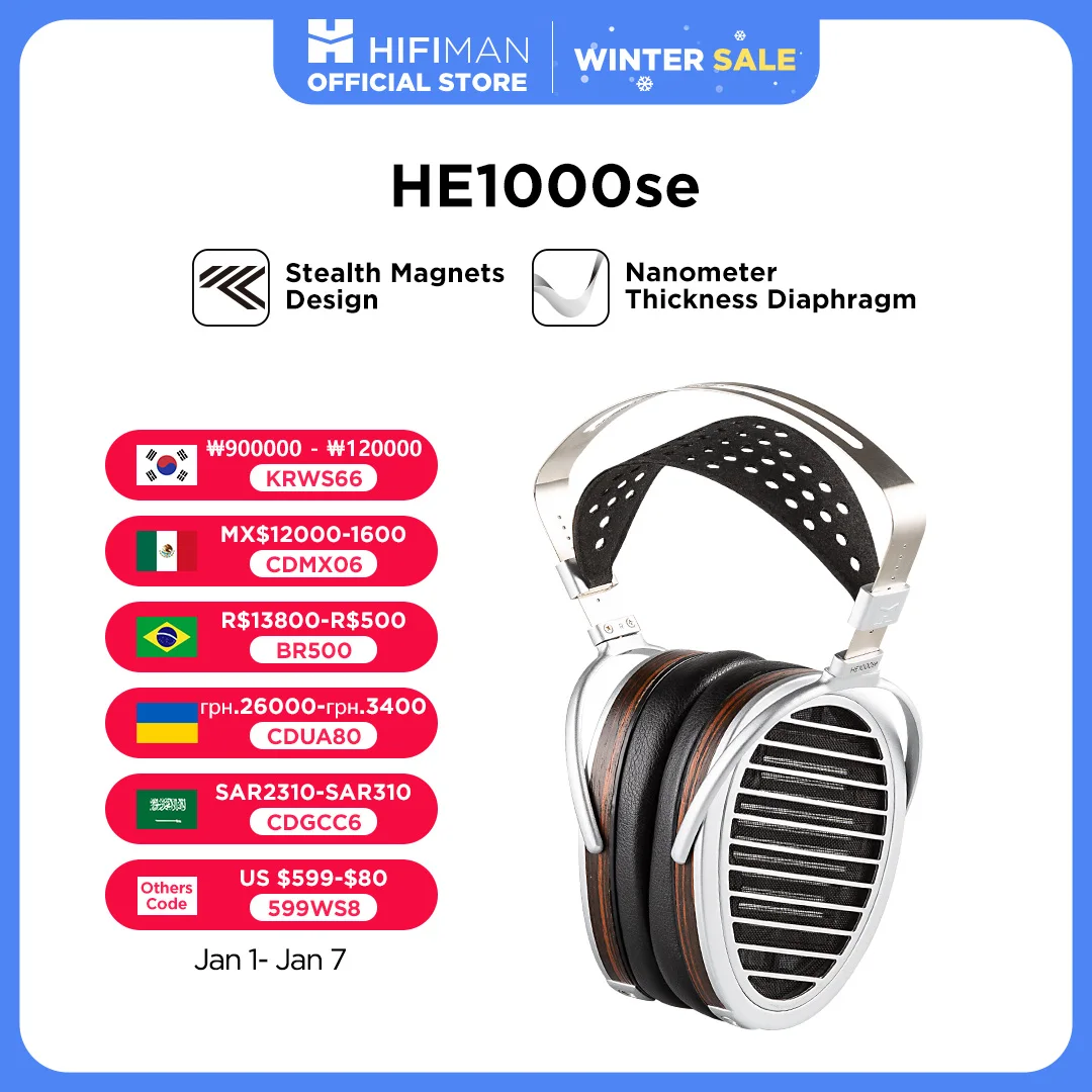 HIFIMAN HE1000se Full-Size Over-Ear Open-Back Planar Magnetic Audiophile Headphone with Stealth Magnets for Home&Studio