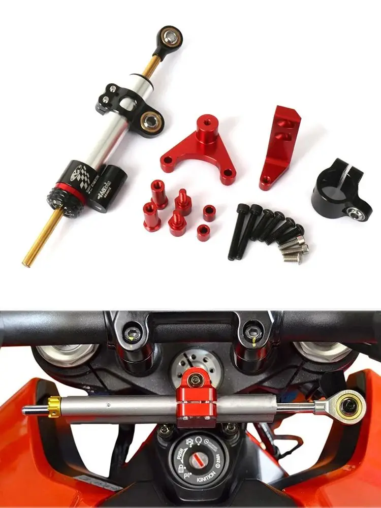 Voor Ducati Hypermotard 950SP Fiber Carbon Stuurdemper Stabilizer Motoraccessoires Met Beugel Ondersteuning Kit - afbeelding 2