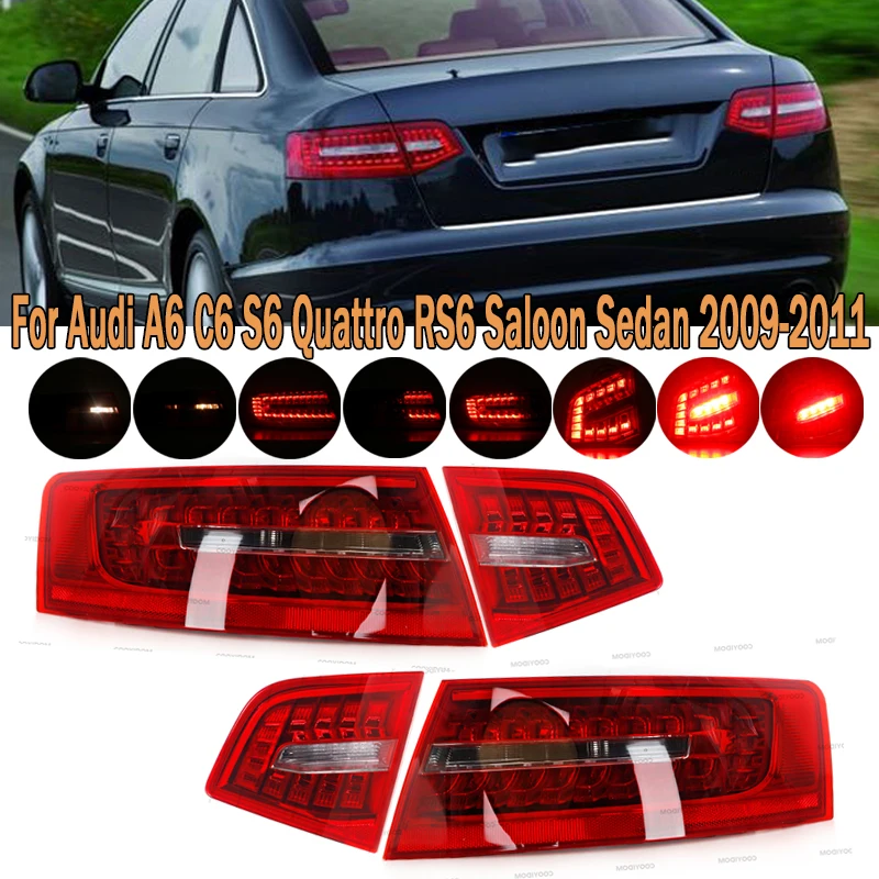 PMFC Car Tail Lamp Stop Light Turn Signal Lamp For Audi A6 C6 S6 Quattro RS6 Saloon Sedan 2009 2010 2011 4F5945095J 4F5945096J