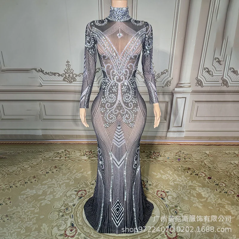 Bright Diamond Perspective Sexy Evening Dress Drag Queen Music Festival Song Dress Livehouse Dress Signing Party Платье Вечернее