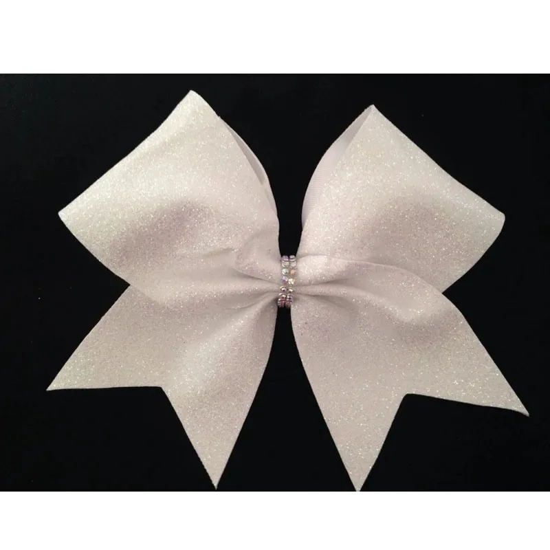 NEW 5pcs/ Glitter Cheer Bow Blue Silver Cheerleading Dance Hair Bow 7.5inch hair bow with Elastic rubber band