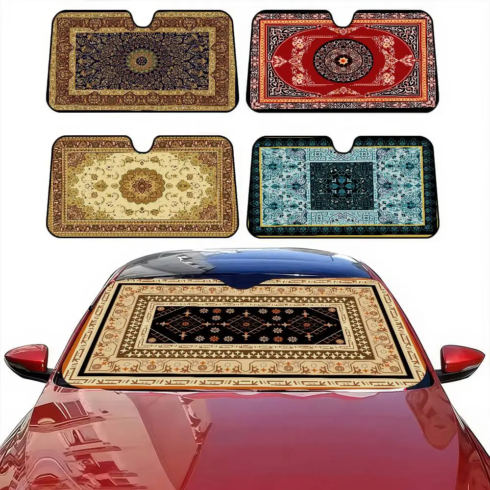 

Luxury Carpet Print Car Windshield Sunshade - Max Anti-UV, Universal For Sedan/SUV, Keep Car Cool, Front Window Shield