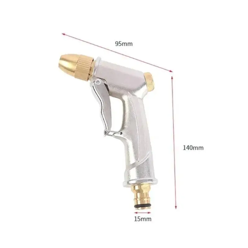 High Pressure Water Spray Gun Metal Nozzle Leakproof Car Wash Sprinkler for Garden Plant Watering Yard Cleaning