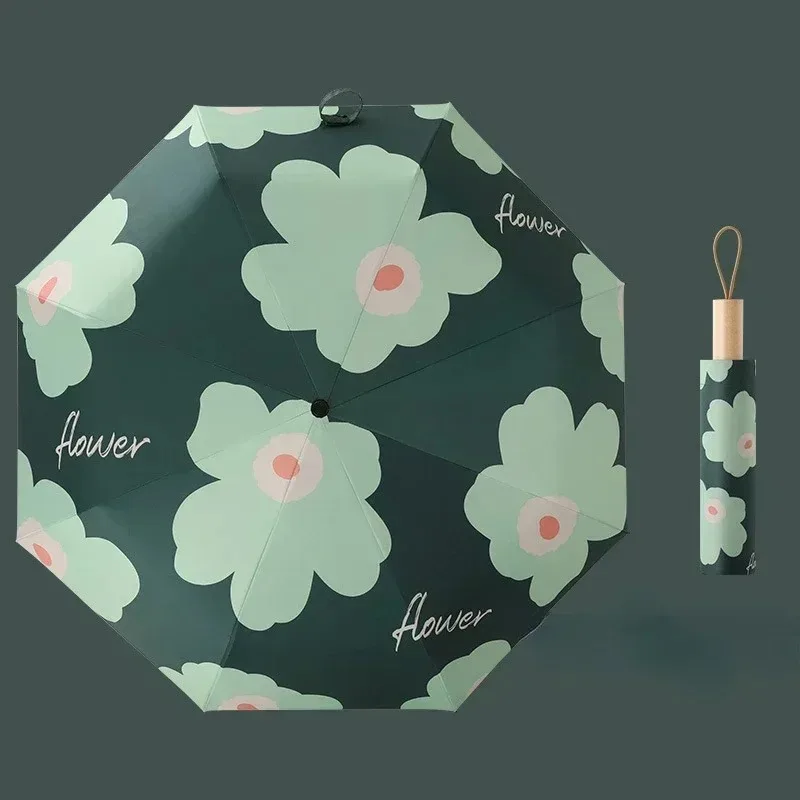 Umbrella Flower Folding Fully Rain and Shine Dual Purpose Male and Female Students Korean Version Sun Shading