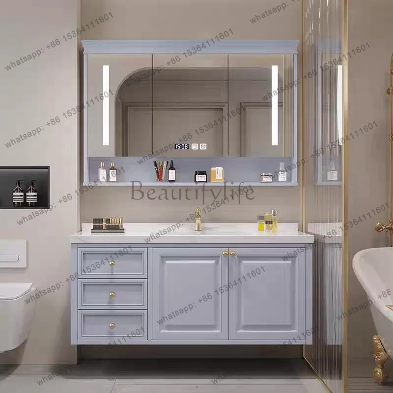 

Storage Simple Cupboard Organizer Desgin Wooden Mirror Partitions Bathroom Cabinet