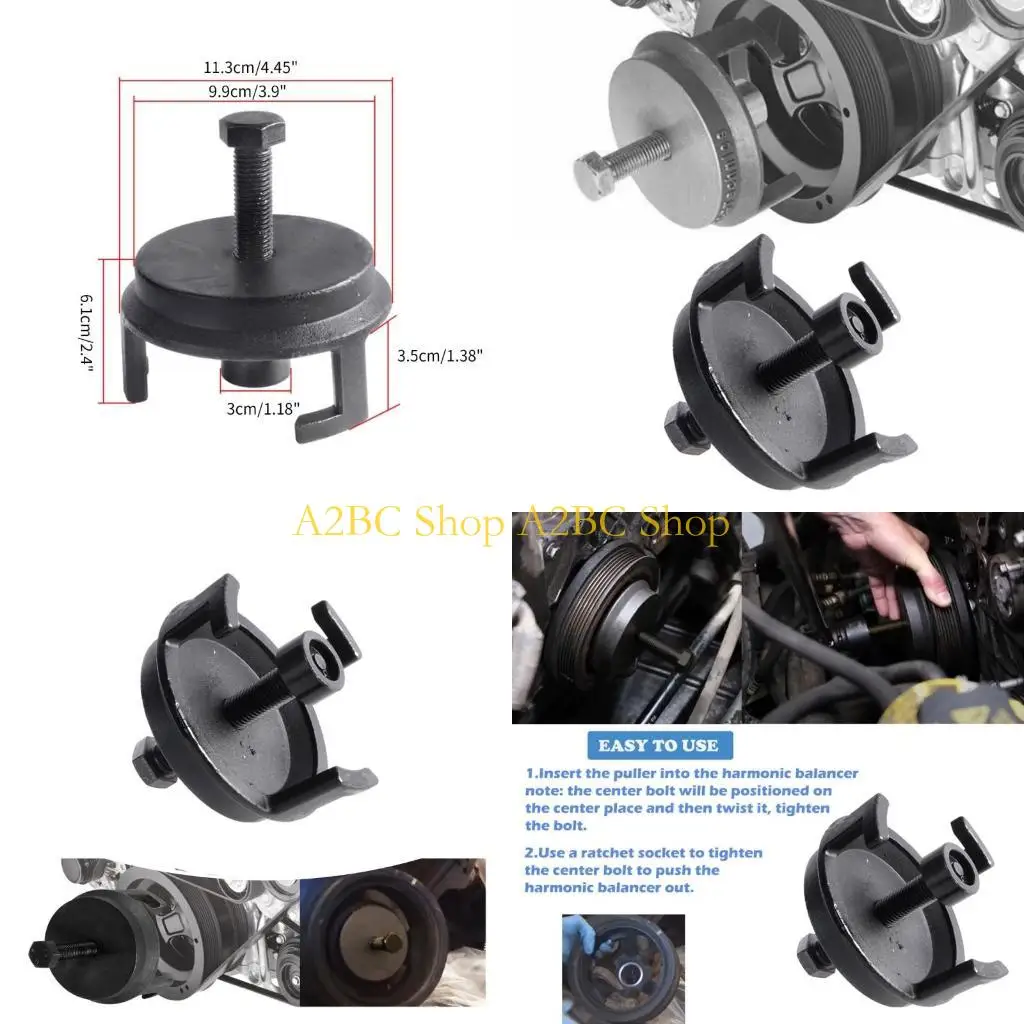 

A2BC Harmonic Puller Crank Pulley Puller Remove Without Tapped Holes No Radiators Removal Necessary Durable