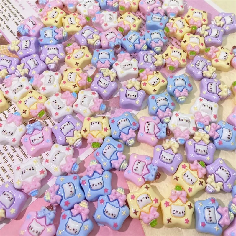 

50/200PCS New Mini Cartoon Water Bottle Cat DIY Resin Accessories Cream Glue Handmade Hair Clip Phone Case Accessories