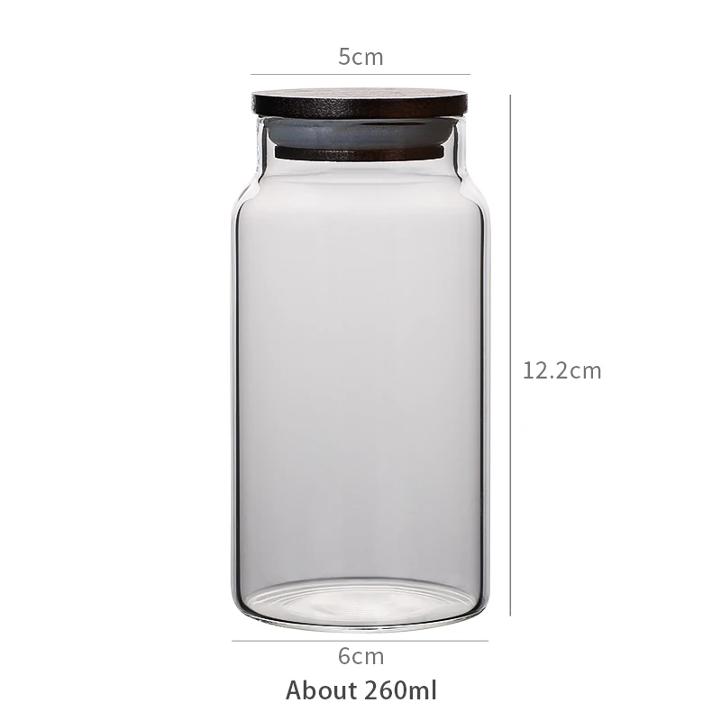 Small Empty Clear Airtight Sealed Coffee Bean Loose Tea Can Canister Vial Storage Containers Glass Spice Jars With Bamboo Lids