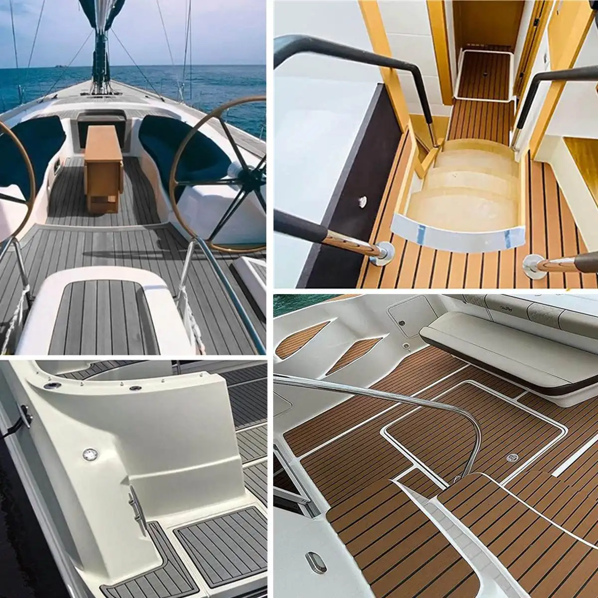 Suelo de espuma EVA antideslizante para yate, hoja de cubierta de teca, gris claro, 95x36 \