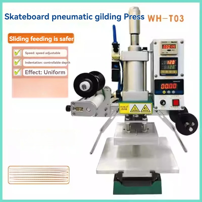 Pneumatic Hot Stamping Machine, Sliding Worktable, Switch, Leather Stamping, Logo, Business Card, Wooden Stamping