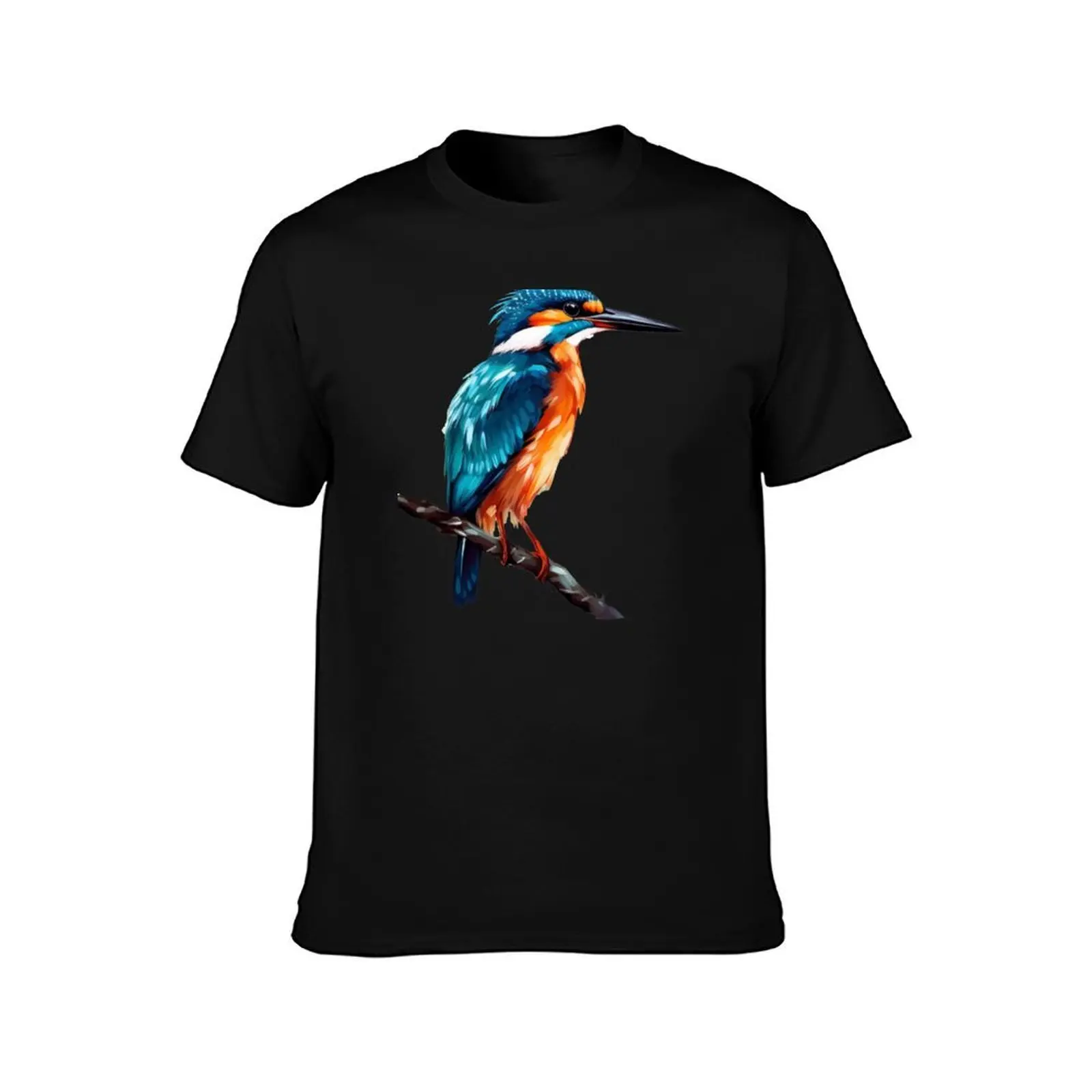 Beautiful kingfisher T-Shirt, Summer Casual Cotton Tee, Oversized Streetwear Tops, Vintage Graphic Print, Loose Fit Short Sleeve