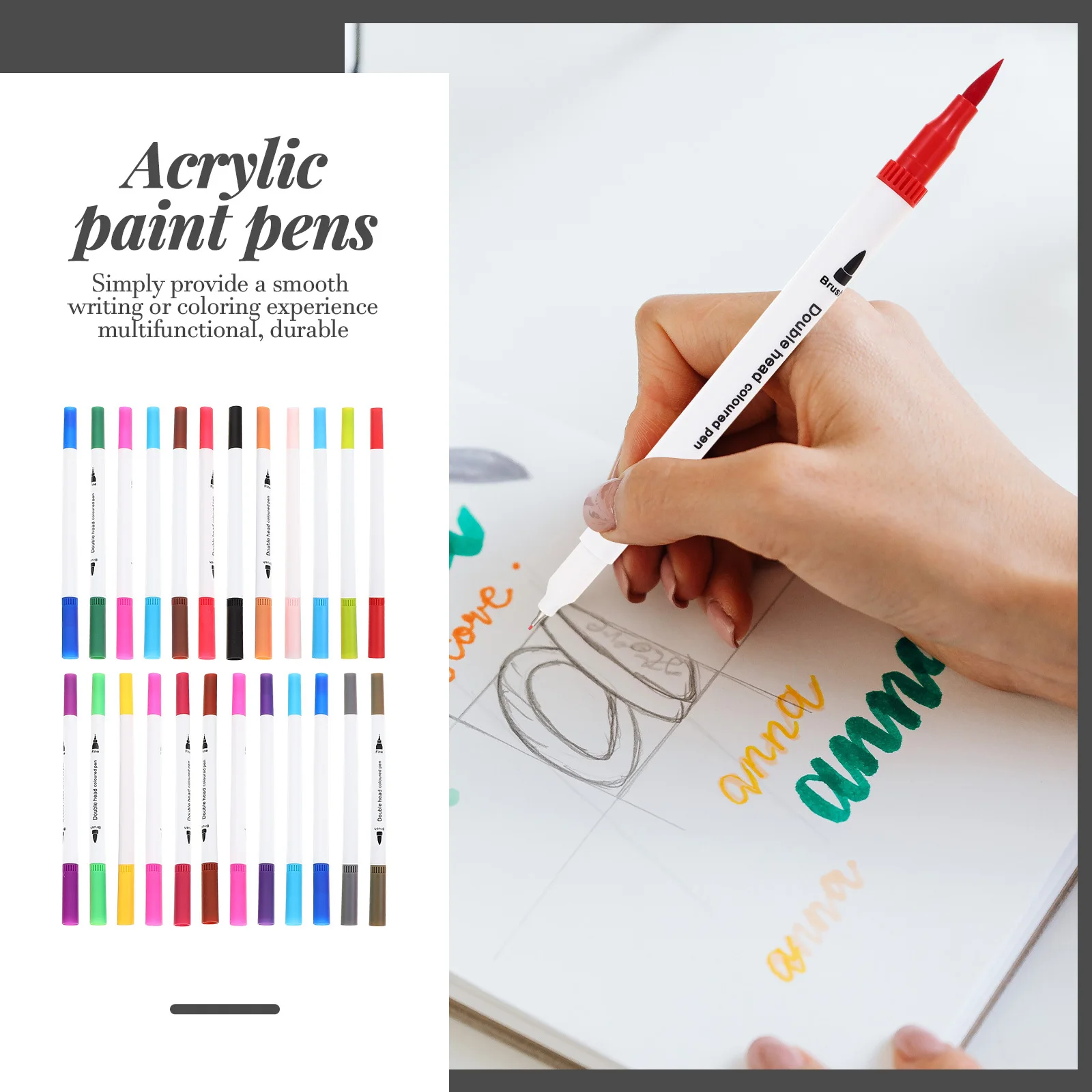 

24Pcs Colored Marker Pens Professional Acrylic Paint Marker Pens Long-Lasting Vibrant Colors for Drawing Painting Crafts Art