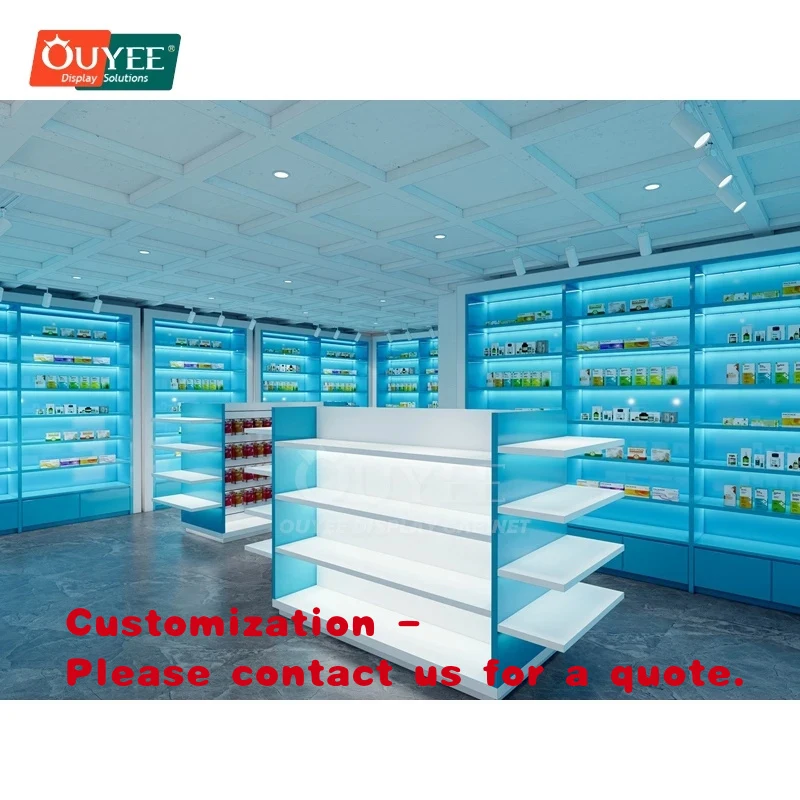 

custom.Custom Franchise Pharmacy Display System Design And Manufacture Powder Coated Metal Pharmacy Showroom