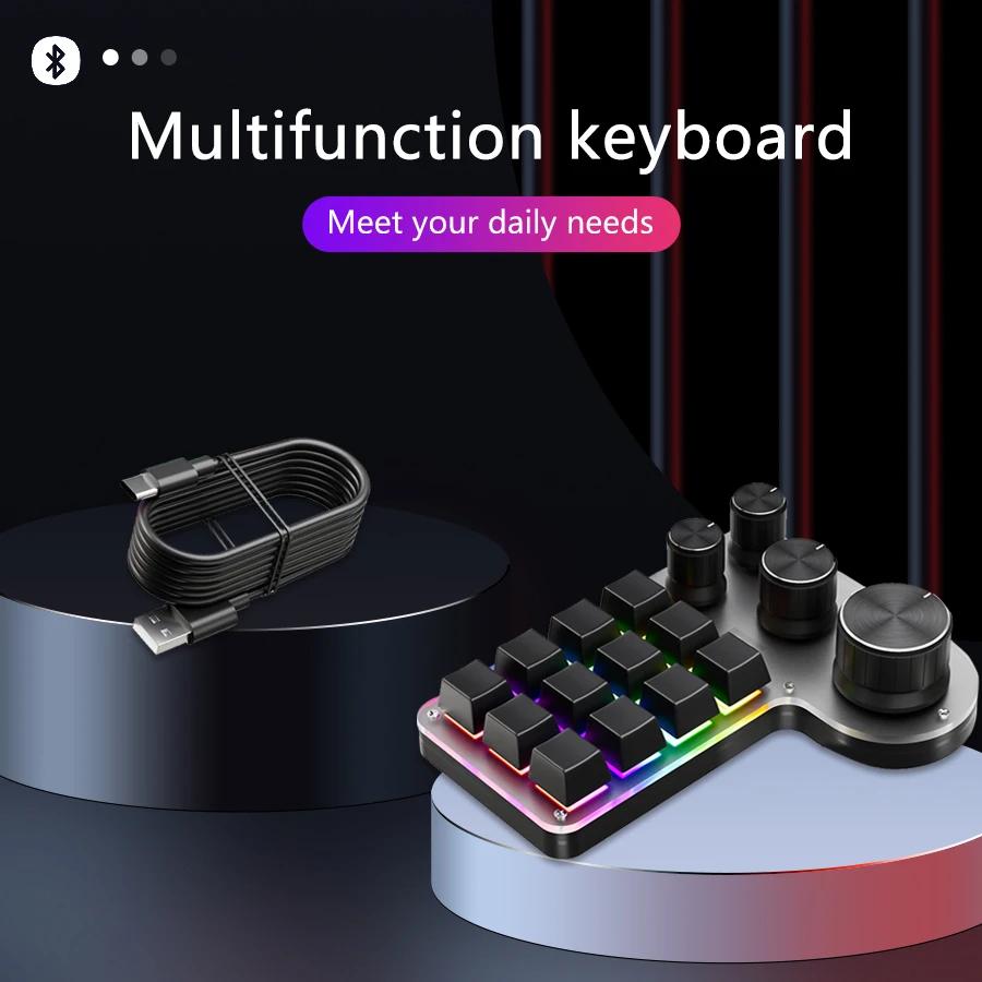 

Bluetooth RGB 12-клавишная 4-ручная мини-портативная механическая клавиатура для программирования макросов с возможностью горячей замены игровая клавиатура Photoshop