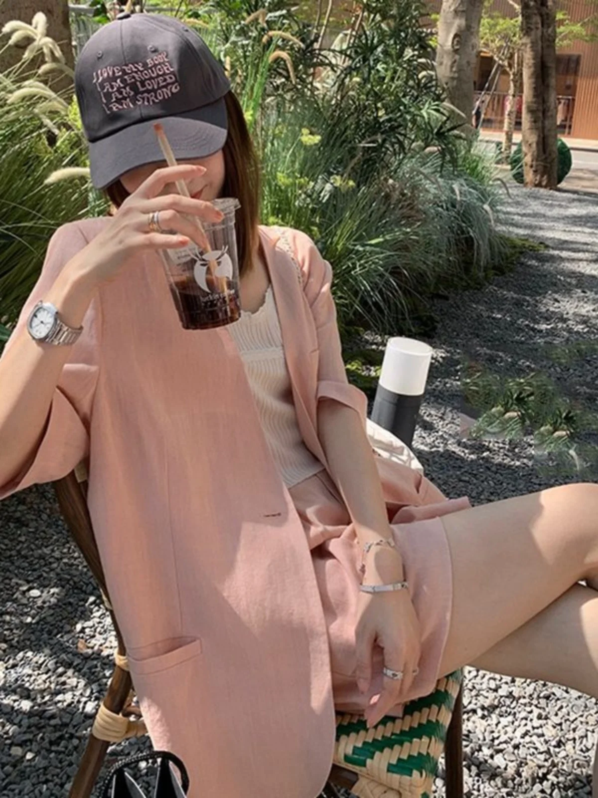 

plus Size Summer Thin Suit Jaet Women's Casual ort Sve 300 Gold Loose Fit Premium Quali Faionable Outerwear