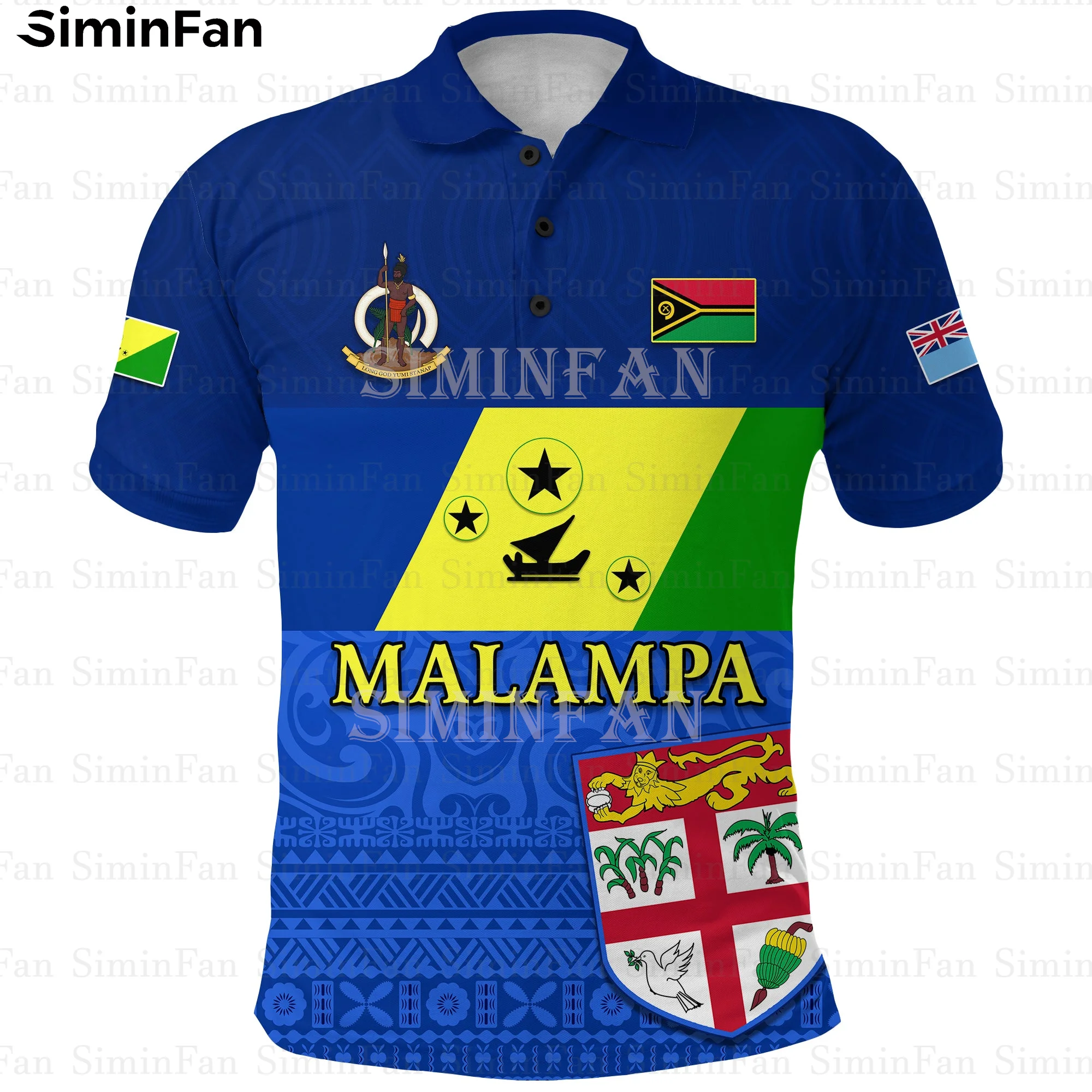 Vanuatu Malampa Fiji Day Blue 3D Full Printed Mens Polo Shirts Male Summer Tee Unisex Female Tops Casual Streetwear Short Sleeve